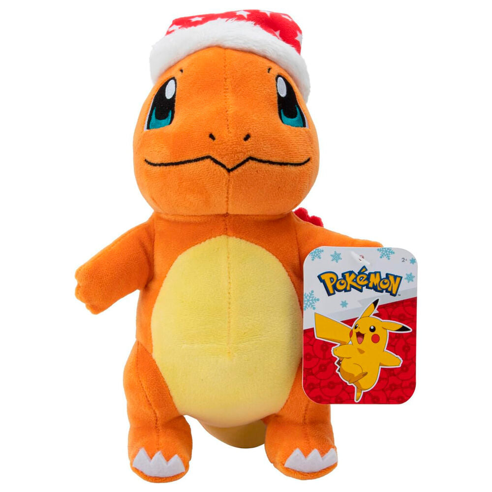 Peluche de Charmander Pokémon con gorro navideño rojo y blanco - 4