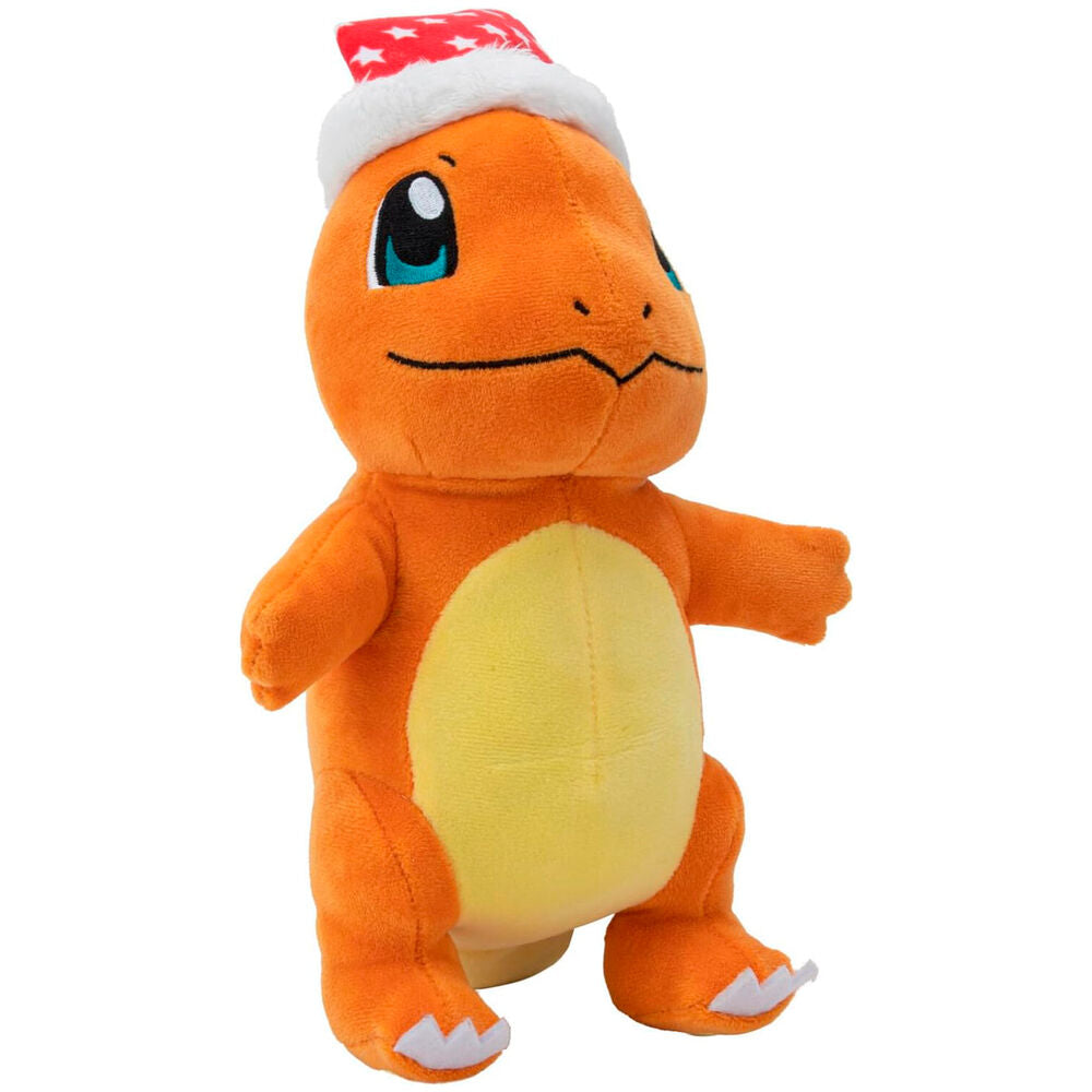 Peluche de Charmander Pokémon con gorro navideño rojo y blanco - 2