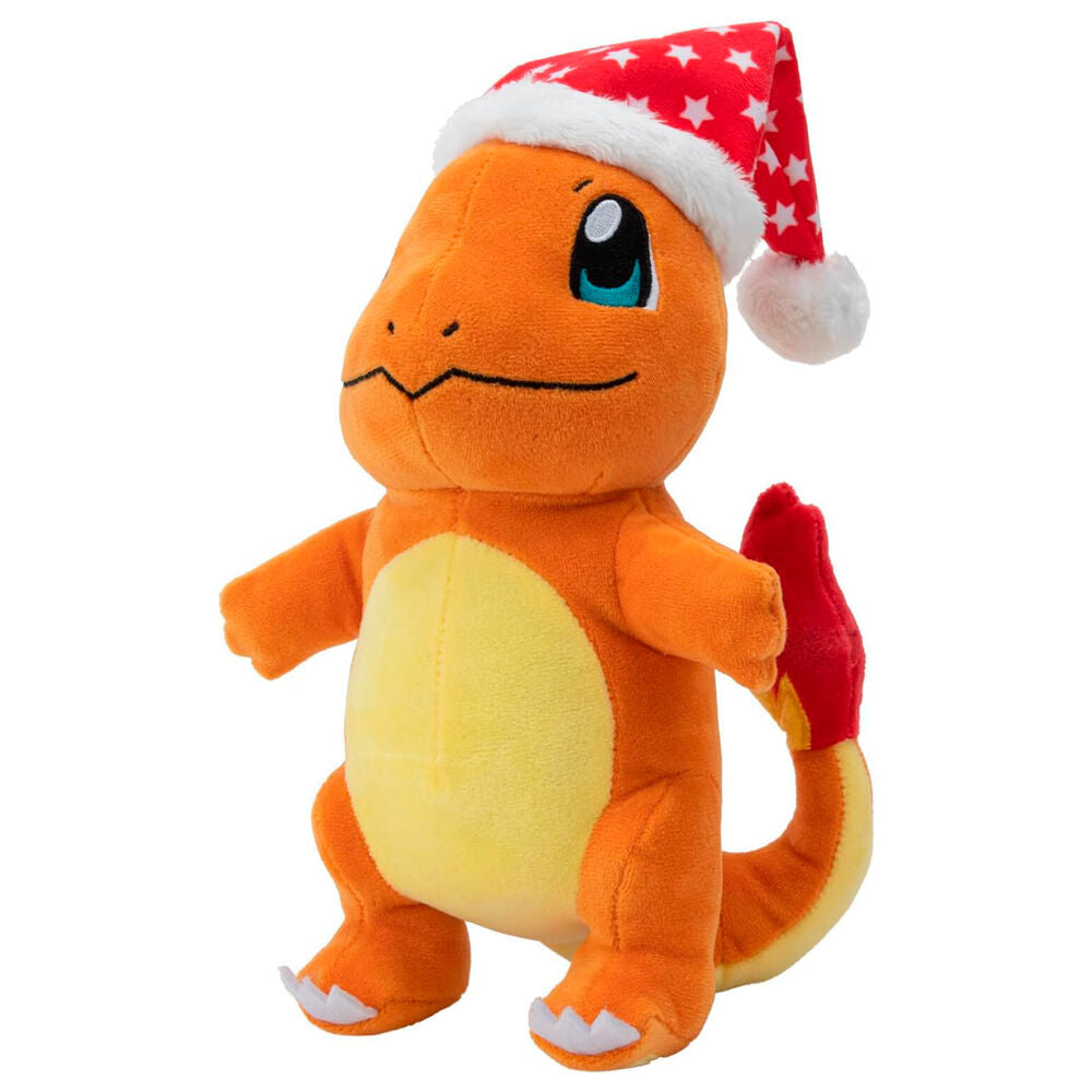 Peluche de Charmander Pokémon con gorro navideño rojo y blanco - 3