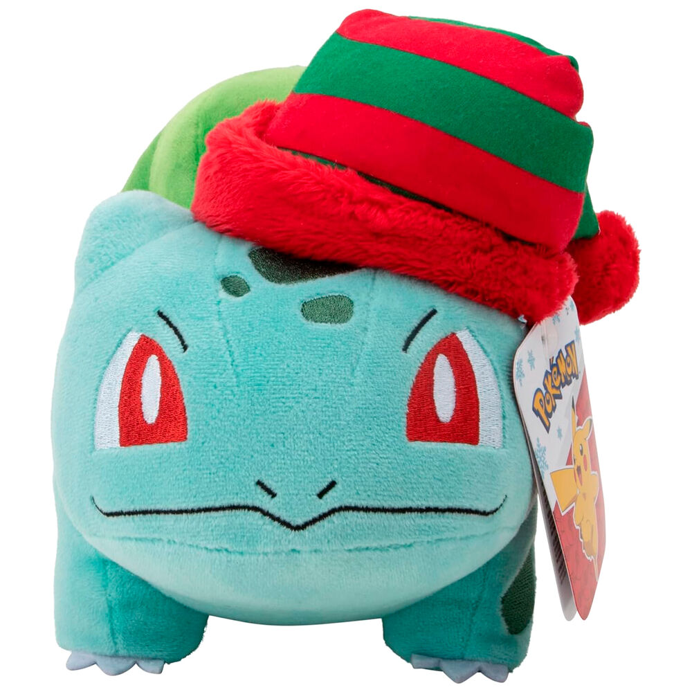 Peluche navideño de Bulbasaur Pokémon con gorro rojo y verde - 4
