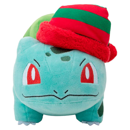 Peluche navideño de Bulbasaur Pokémon con gorro rojo y verde - 5