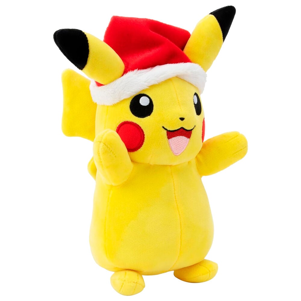 Peluche de Pikachu Pokémon con gorro de Navidad rojo