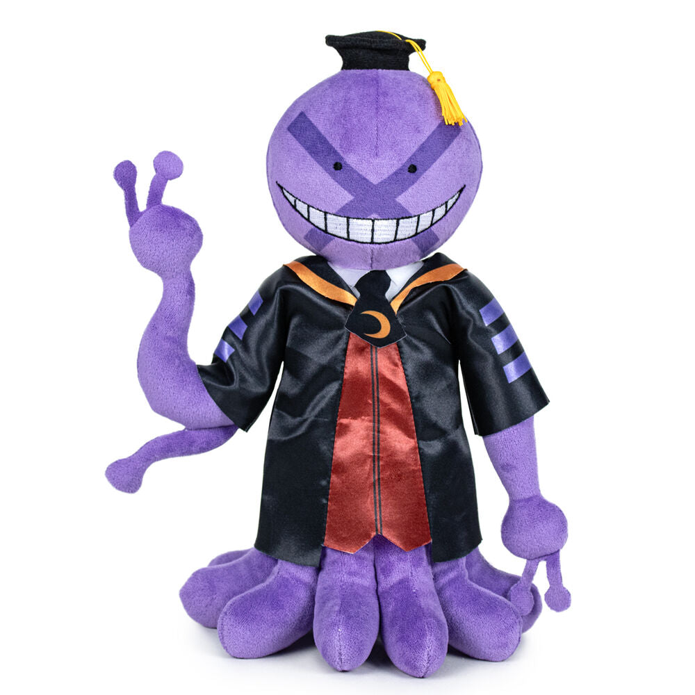 Peluche morado de Mistake de Assassination Classroom con birrete y túnica negra