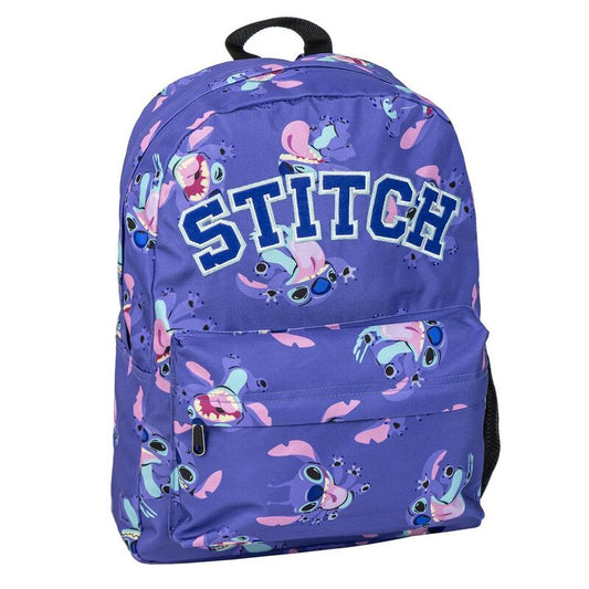 Mochila morada de Stitch Disney con bolsillo frontal