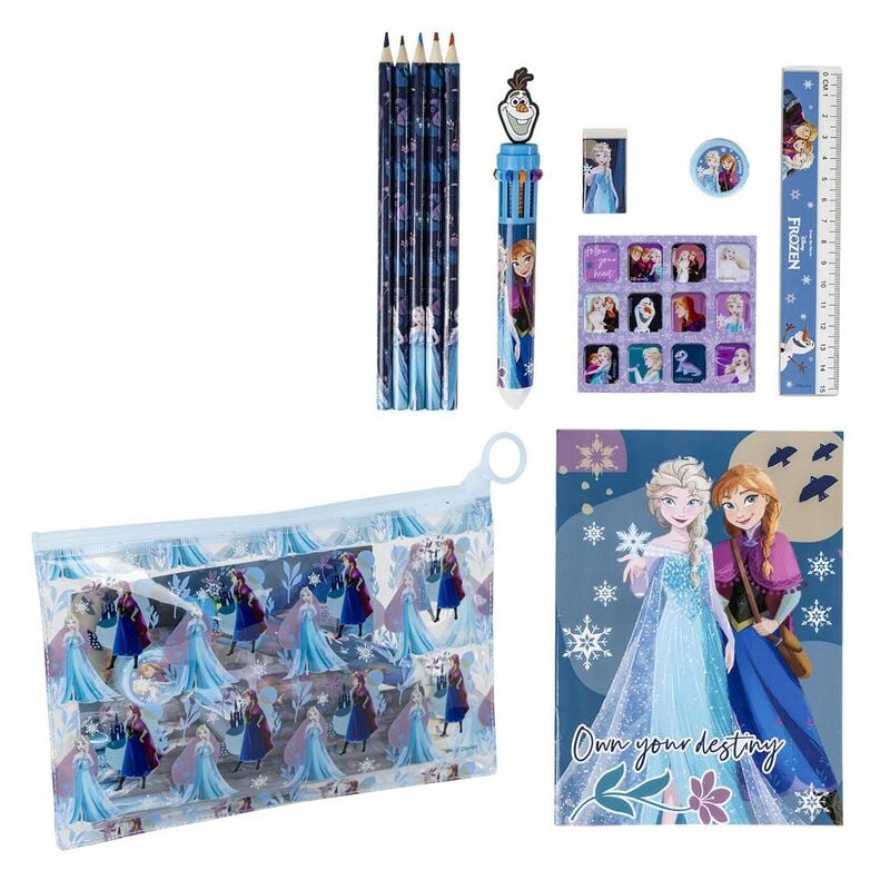 Set de papelería Disney Frozen con lápices, regla, pegatinas y libreta