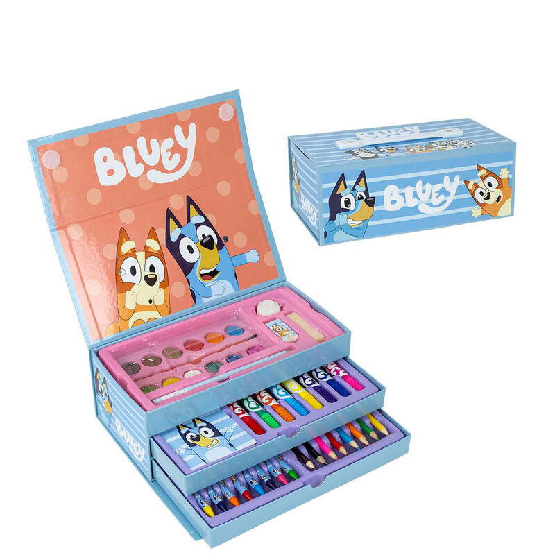 Maletín de papelería para colorear Bluey con bandejas interiores
