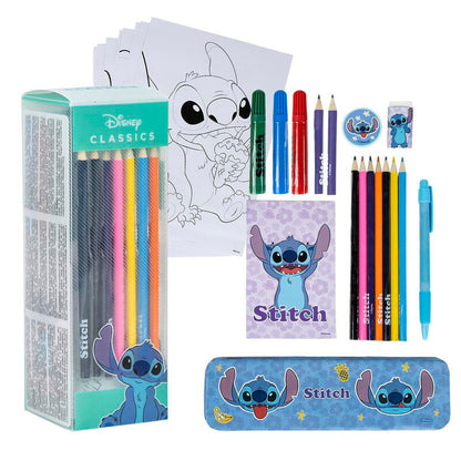 Set de papelería Stitch Disney con lápices, rotuladores, láminas y estuche