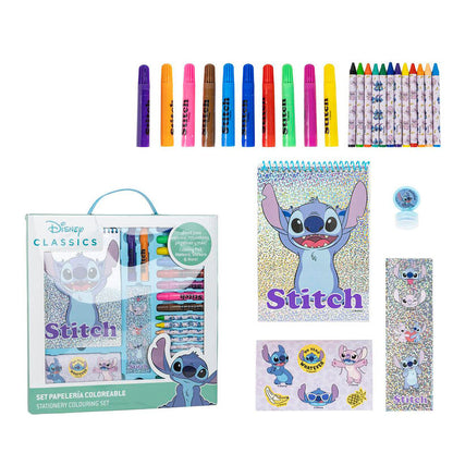 Set de papelería para colorear Stitch Disney con cuaderno, colores y pegatinas