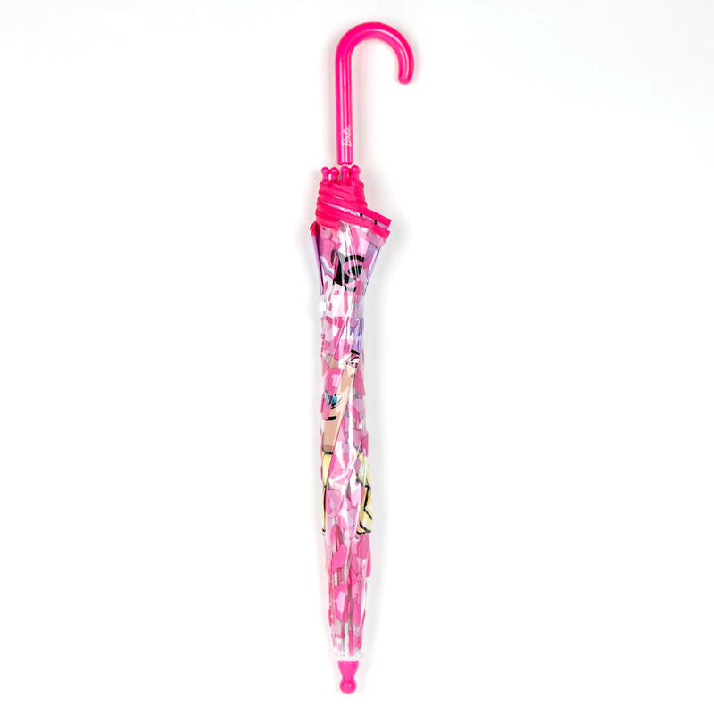 Paraguas burbuja transparente de Barbie con estampado rosa y mango fucsia - 2