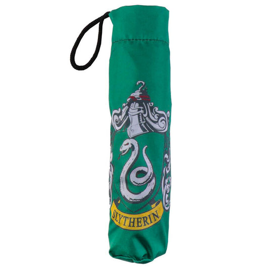 Paraguas plegable verde de Slytherin Harry Potter con escudo - 2