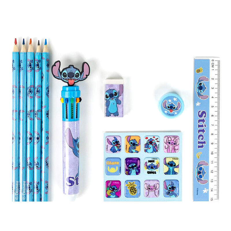 Set de papelería Stitch Disney con lápices, cuaderno, regla, pegatinas y estuche - 2