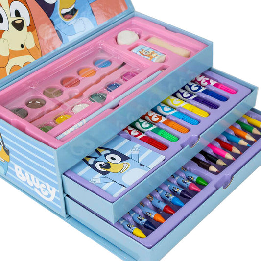 Maletín de papelería para colorear Bluey con bandejas interiores - 2