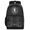 Mochila negra Wednesday Chains con estampado de cuadros y escudo de Nevermore