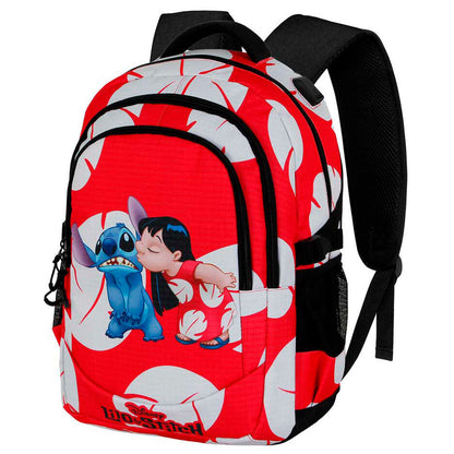 Mochila roja y blanca Disney Stitch con ilustración de Stitch y Lilo - 2