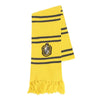 Bufanda Hufflepuff de Harry Potter amarilla y negra con escudo y flecos