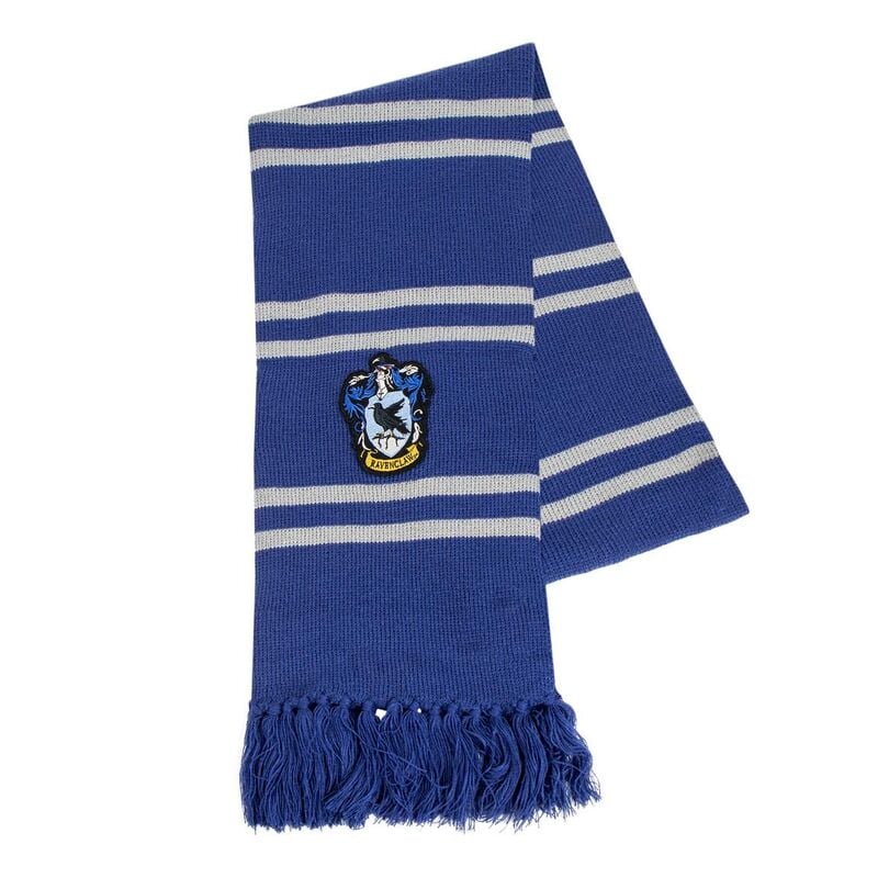 Bufanda azul y gris de Ravenclaw Harry Potter con escudo y flecos