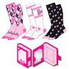 Set de tres pares de calcetines Barbie en rosa, blanco y negro