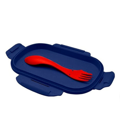 Sandwichera Spiderman Marvel azul y roja con cubierto - 2