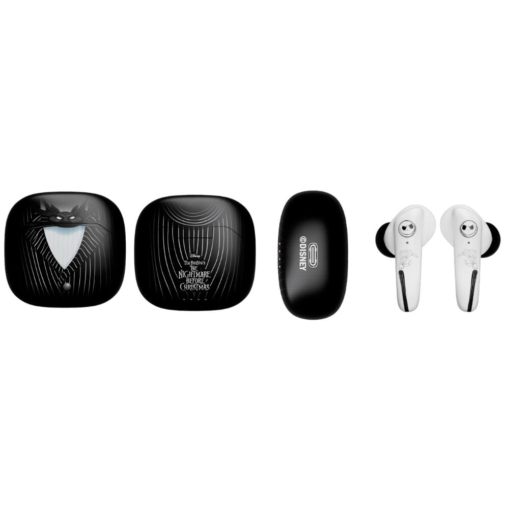 Auriculares inalámbricos Disney de Jack con estuche negro de Pesadilla antes de Navidad