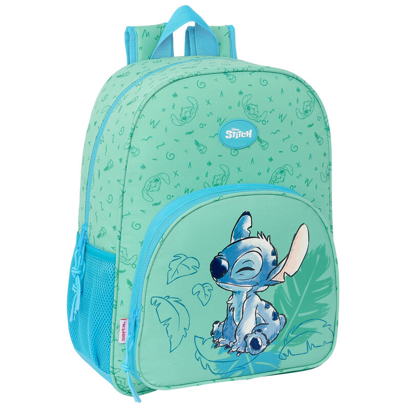 Mochila Disney Stitch Aloha verde de 42 cm con bolsillo frontal