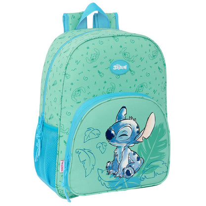 Mochila Disney Stitch Aloha verde de 42 cm con bolsillo frontal