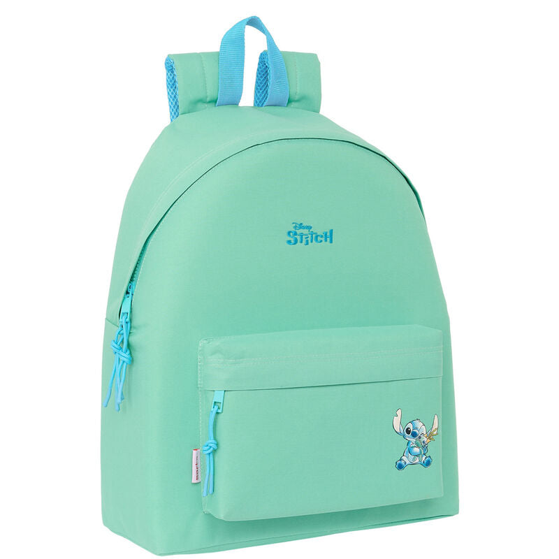 Mochila escolar verde agua de Stitch Disney con bolsillo frontal