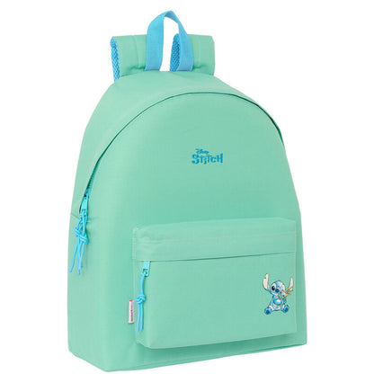 Mochila escolar verde agua de Stitch Disney con bolsillo frontal