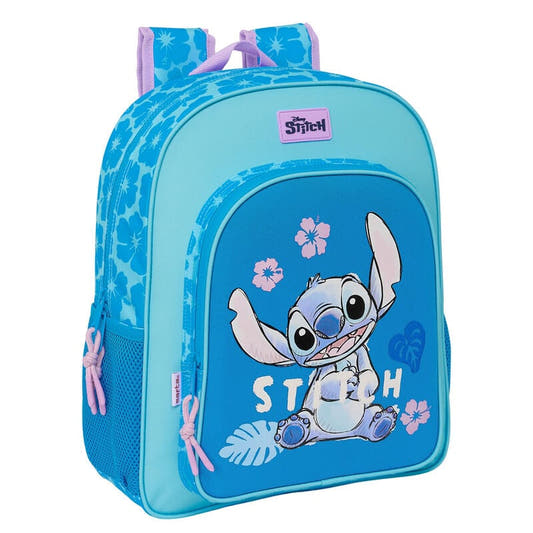 Mochila azul Hawaii de Stitch Disney con bolsillo frontal