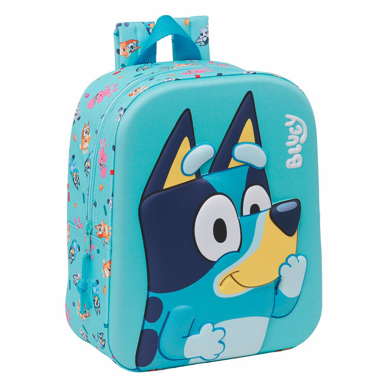 Mochila 3D turquesa de Bluey con personaje en relieve