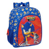 Mochila azul Sonic Prime de 38 cm con bolsillo frontal