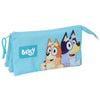 Portatodo triple Bluey SAFTA azul claro con tres compartimentos