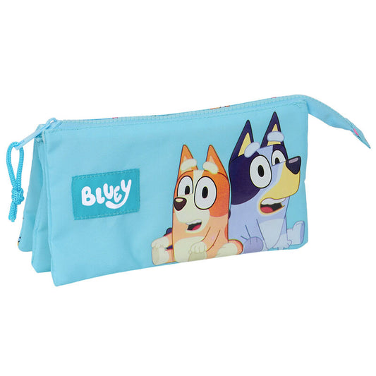 Portatodo triple Bluey SAFTA azul claro con tres compartimentos