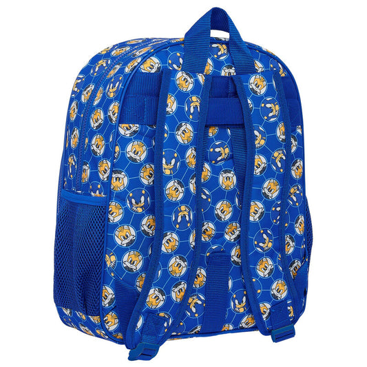 Mochila azul Sonic Prime de 38 cm con bolsillo frontal - 2