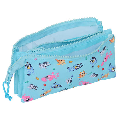 Portatodo triple Bluey SAFTA azul claro con tres compartimentos - 3
