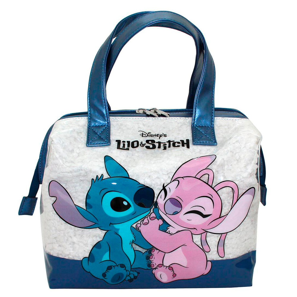 Neceser Disney Stitch azul y blanco con asas y estampado frontal
