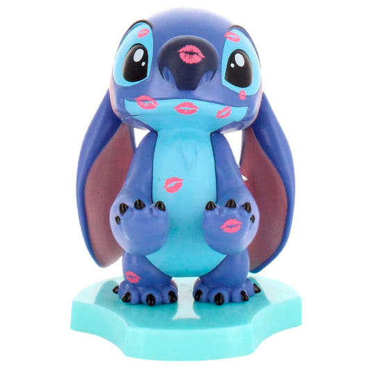 Mini Cable Guy de Stitch Disney con base turquesa y estampado de labios rosas