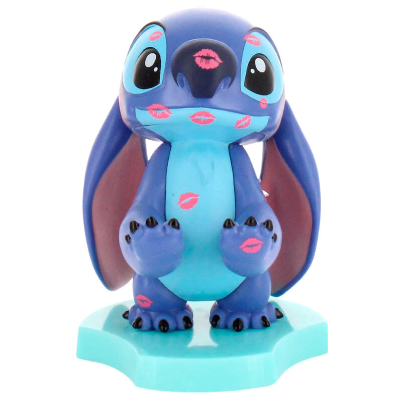 Mini Cable Guy de Stitch Disney con base turquesa y estampado de labios rosas
