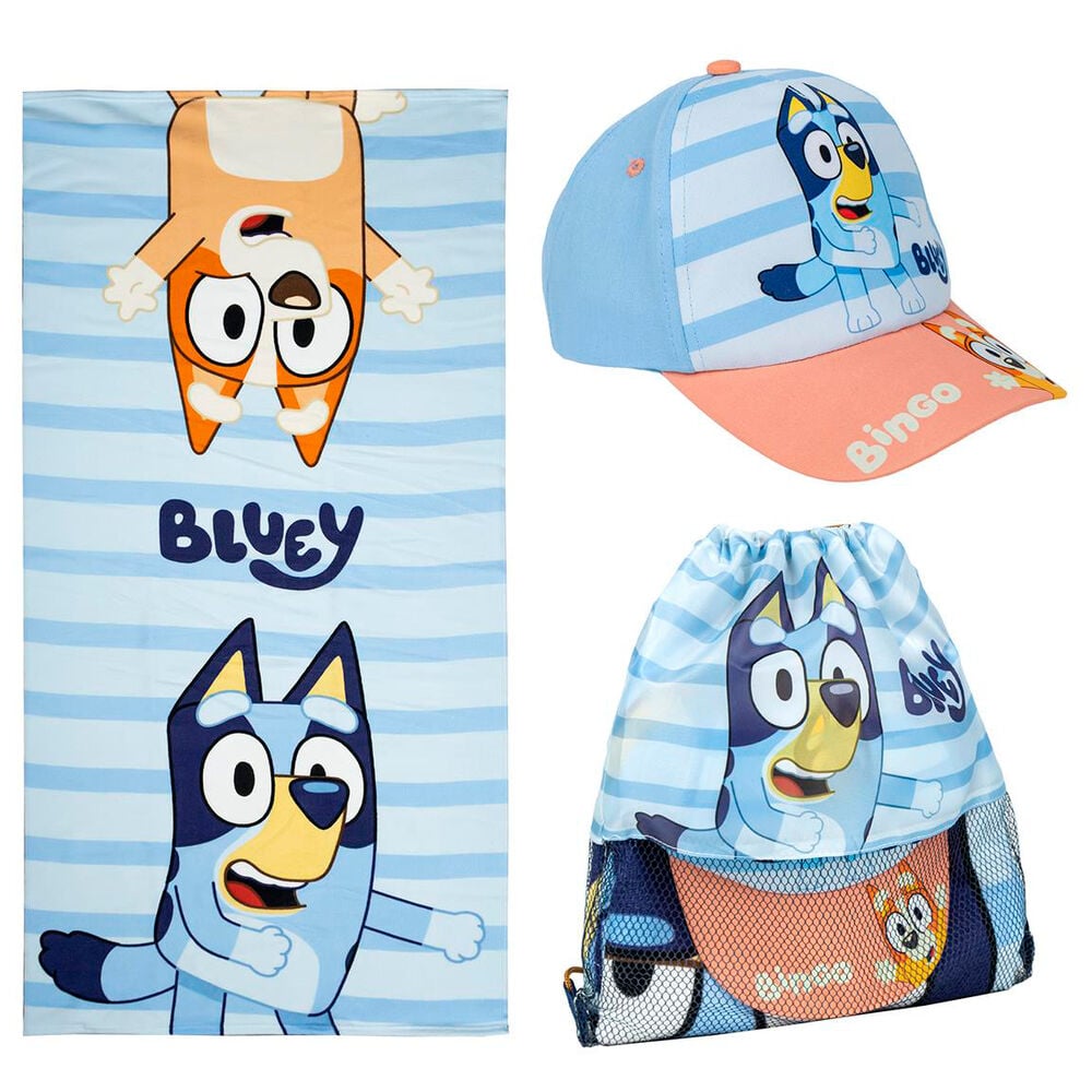 Set Bluey con toalla, saco y gorra de diseños coordinados