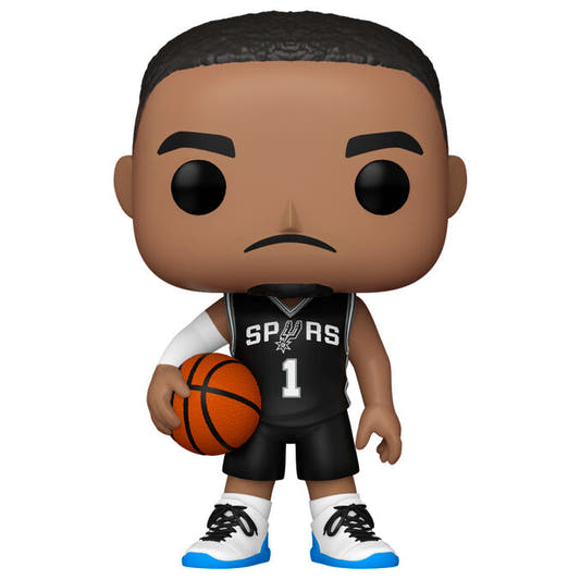 Figura Funko POP de Victor Wembanyama con uniforme de los San Antonio Spurs y balón