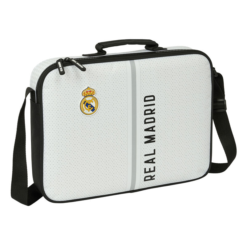 Cartera bandolera blanca y negra del Real Madrid SAFTA
