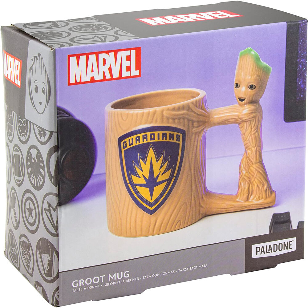 Taza 3D de Groot de Guardianes de la Galaxia con emblema Marvel - 3