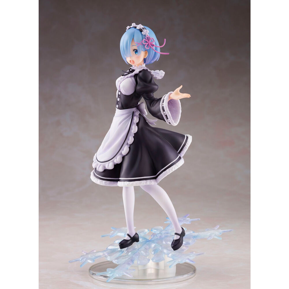 Figura de Rem de Re:Zero con vestido Winter Maid y base de hielo - 3