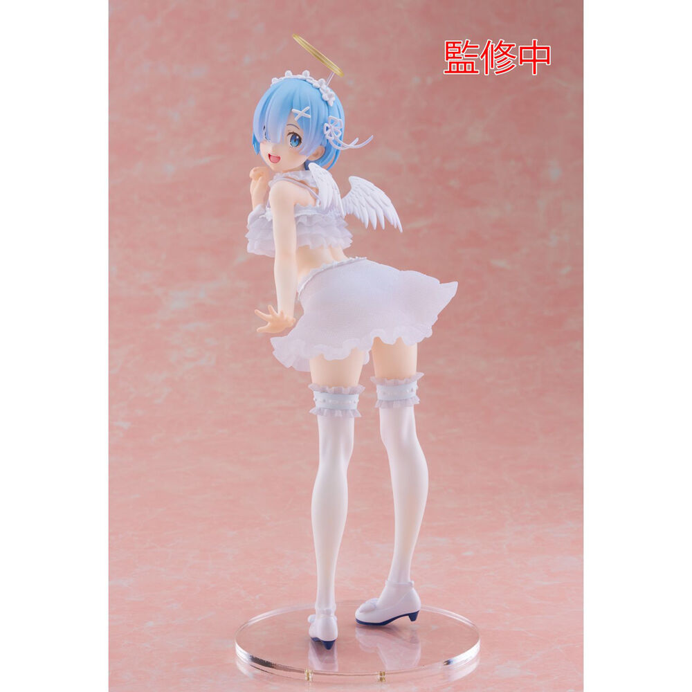 Figura de Rem Pretty Angel de Re:Zero con alas blancas y cabello azul - 2