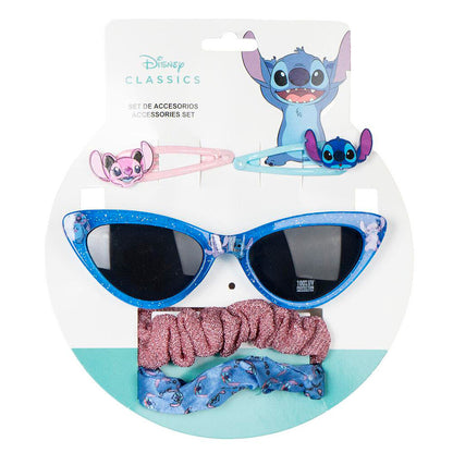 Set Stitch Disney con gafas de sol azules y accesorios para el pelo