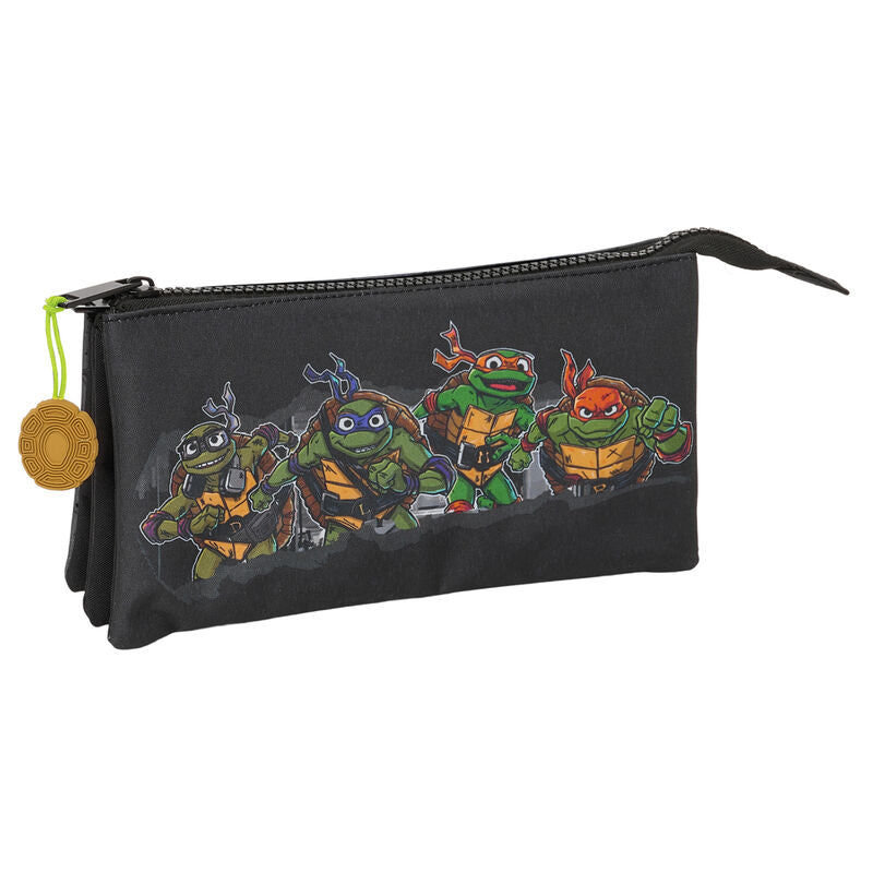 Portatodo triple negro SAFTA de Tortugas Ninja con tres compartimentos
