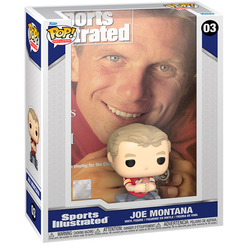 Figura FUNKO POP de Joe Montana frente a portada de Sports Illustrated - 2