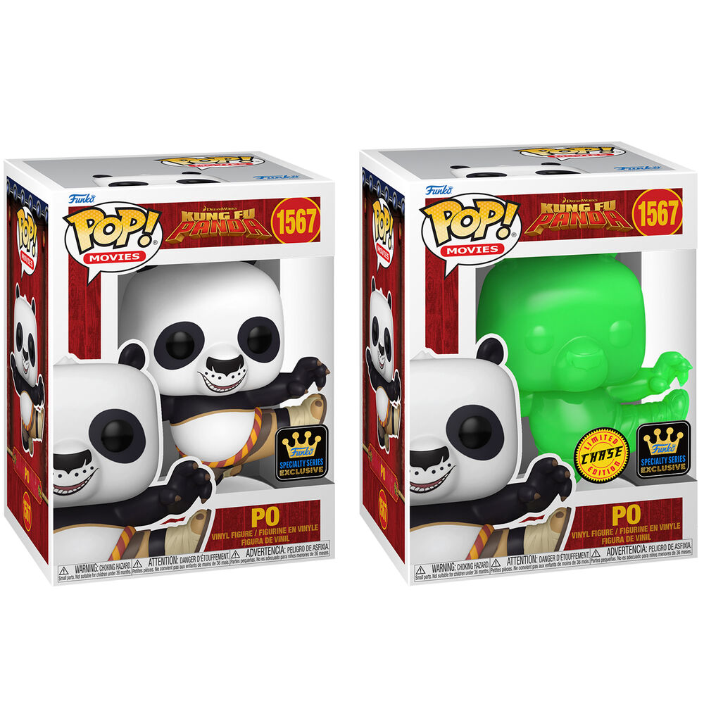 Cajas Funko POP! de Po de Kung Fu Panda, versión regular y Chase verde