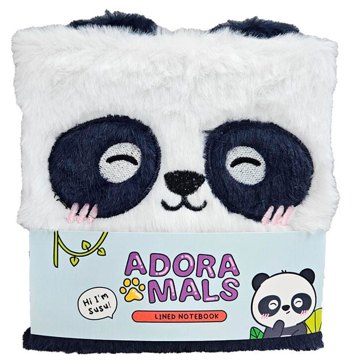 Cuaderno de peluche Adoramals con diseño de oso panda