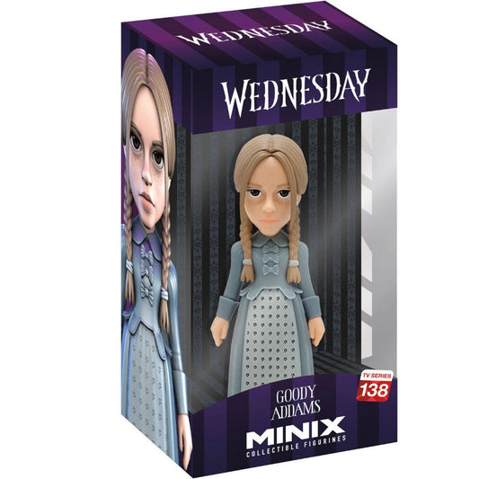Figura MINIX de Wednesday Addams con vestido azul grisáceo y trenzas - 2