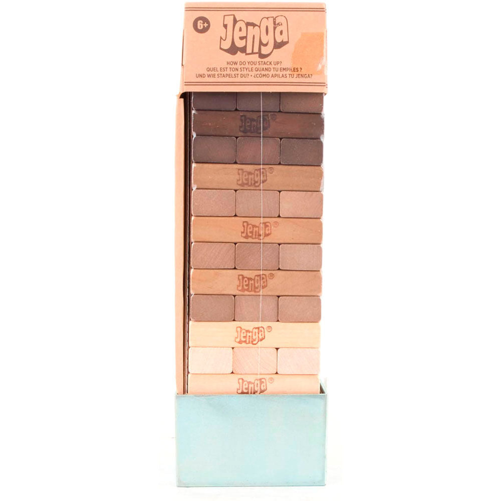 Juego Jenga Rustic de Hasbro con torre de bloques en tonos marrones - 2
